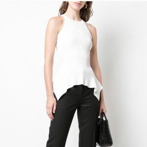 Cinq a Sept Ellen Sleeveless Rib Crepe Knit Peplum Top NWT $225